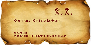 Kormos Krisztofer névjegykártya